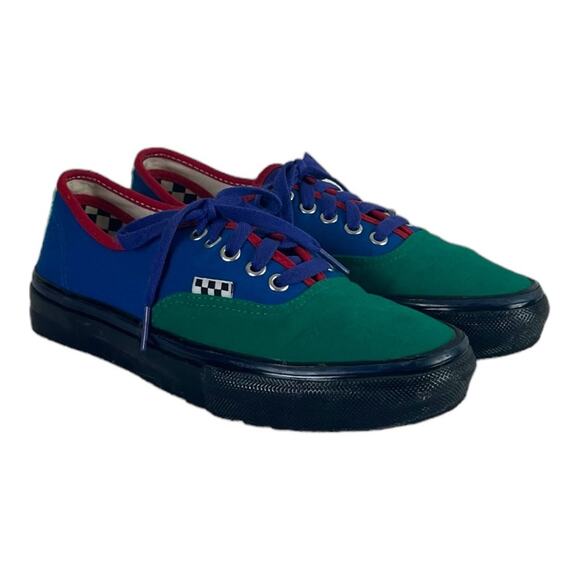 VANS Men’s Custom Sneakers Fabric Green Blue Red Colorblock Pop Cush Size 6.5 - Picture 3 of 14